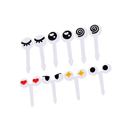 10 PCS/Lot Cute Plastic Fruit Toothpick Lovely Eye Cartoon forks Bento Decorative Tableware Food Picks Dessert Fruit fork, Nice Design