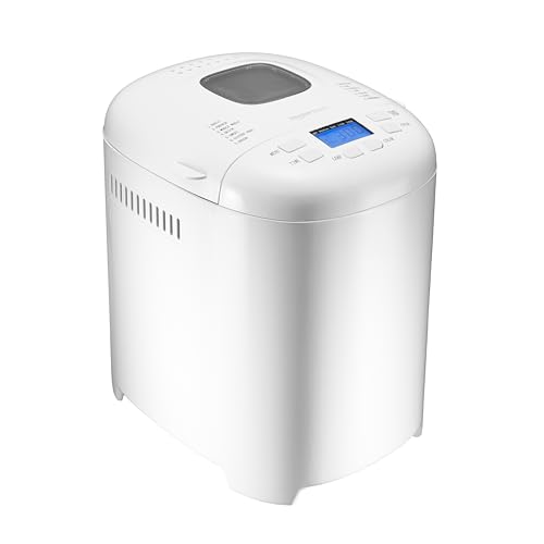 Amazon Basics Programmable Bread Maker, 2 Pound Non-Stick Automatic Bread Making Machine, 14 Settings for Breads, Doughs, Gluten-Free Options and More, LCD Display, White image 1