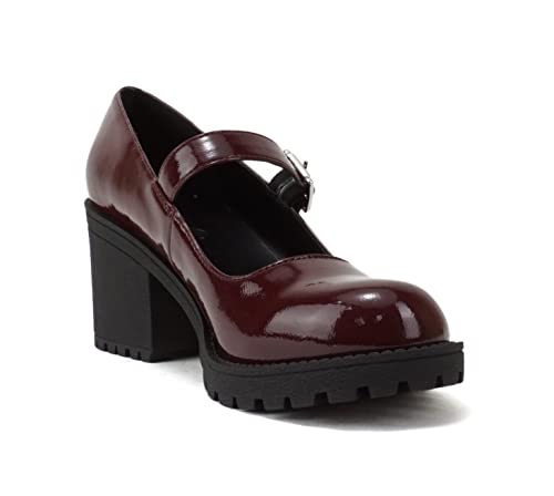 Image of Soda inchEviana inch ~ Women Mary Jane Round Toe Mid Chunky Block Heel Lug Sole Pump with Adjustable Strap