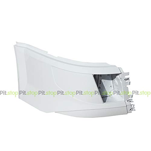 White Right Passenger Side Corner Bumper With Fog Light Cut-Out, Compatible With Volvo VNL 2016 & Newer