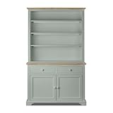 Statement Furniture Florence Display Cabinet Dresser | D42cm x W120cm x H200cm | Height Adjustable Shelves | Assembled Living Dining Room Display Cabinet (sage green)