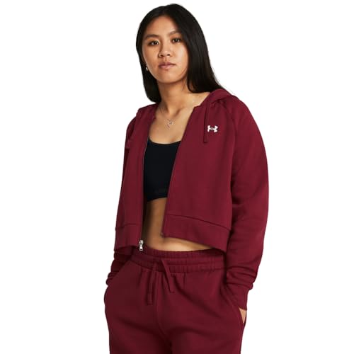 Suéter Under Armour Rival Fleece cropped para mujer con cremallera completa
