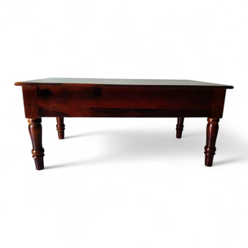 Image of MISAN Solid Sheesham Wood Coffee Table - Elegant Center Table with Two Spacious Drawers | Sturdy & Stylish Wooden Furniture for Home & Living Room (A - Dark Hony)