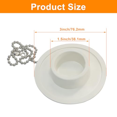 Tapón de caucho blanco para desagüe de bañera y lavabo miniatura 3