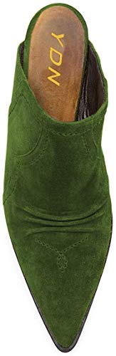 YDN Women Chic Slip On Low Heel Mules Pumps Pointed Toe Loafers Kitten Sandals Suede Comfort Sexy Shoes4