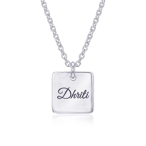 Image of TRUESILVER ACPL 925 Sterling Silver Personalised Necklace for Womens | Customized Engraved Charm Necklaces | Jewelry Gift for Anniversary Wedding Birthday