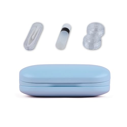 WARRIOO Contacts Lenes Box Set PU Component Lens Box With Mirrored Multifunction Contacts Case For Eye Lenses Holder Women Girls