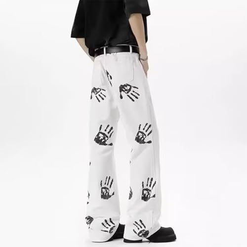 Baggy Jeans Men Graphic Handprint Y2k Wide Leg Denim Pants Casual Emo Pop Streetwear for Skater Jeans3