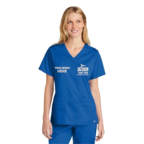Custom Scrubs for Women, V-Neck Top, Female Scrubs White