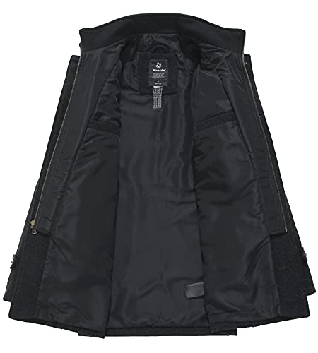 wantdo Men's Wool Blend Jacket Stand Collar Windproof Pea Coat3