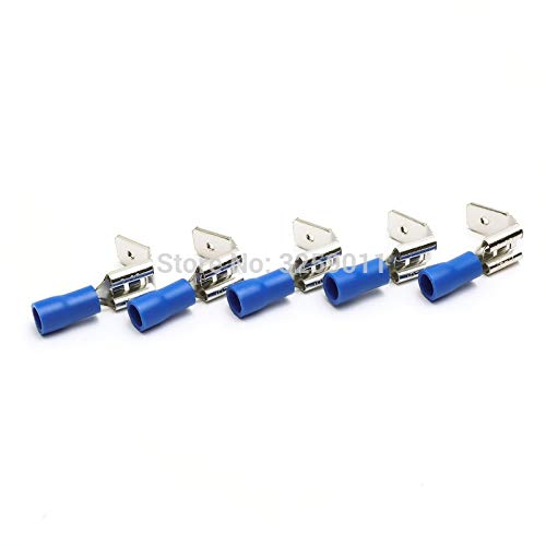 Gimax 1000pcs AWG 16-14 Semi Insulated Piggy Back Spade Electrical Quick Splice Crimp Terminals Connectors Blue