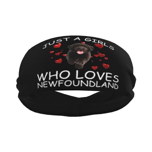 Just A Girls Who Loves Newfoundland Adjustable Sports Headband Moisture Wicking Sweatband for Running Workout2