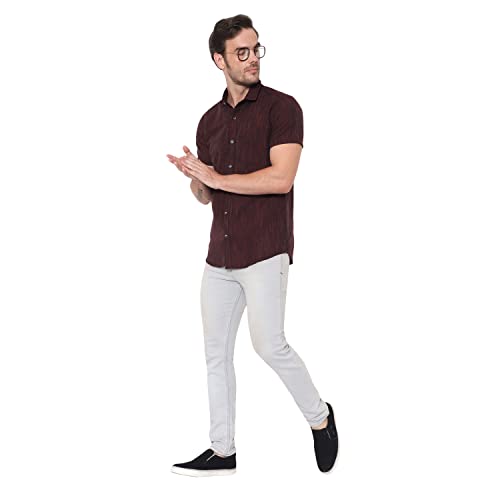 Image of LATEST CHIKAN Men's Cotton Blend Textured Half Sleeves Shirt