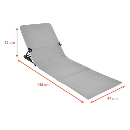 Spetebo Strandmatte klappbar mit Verstellbarer Rückenlehne - grau - Liegematte faltbar mit Tragegurt - Sonnenliege Gartenliege Sonnenmatte Liegematte für Garten Camping Picknick Reise Urlaub