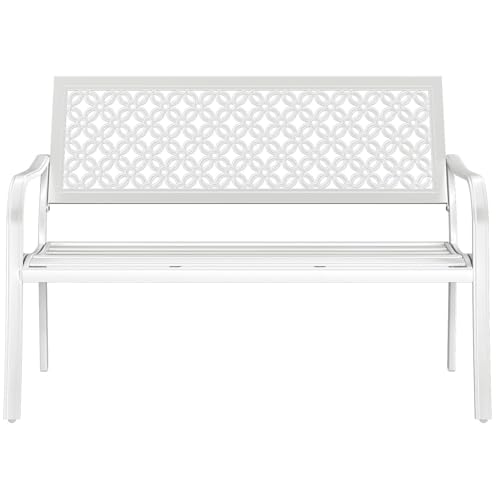 Grand patio Gartenbank Metall, Parkbank mit Rückenlehne & Armlehne,...