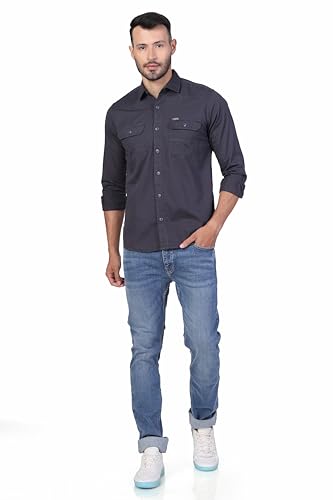 Image of Men's Cotton Twill Utility Shirt | Full Sleeve Button-Down Casual Shirt | Dual Chest Pockets | Comfortable Regular Fit | Everyday Wear