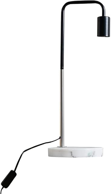MiniSun Retro Style Black and Chrome Metal Table Lamp with a White Marble Base