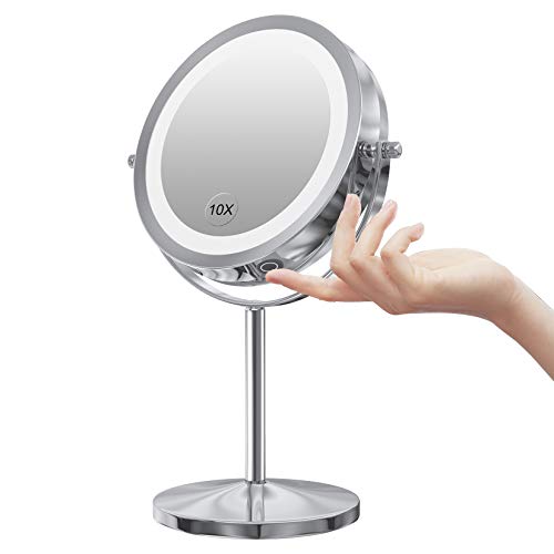 Model's Choice Schminkspiegel 5x/1x Vergrößerung – Doppelseitig, Tischstand, Nickel-Optik