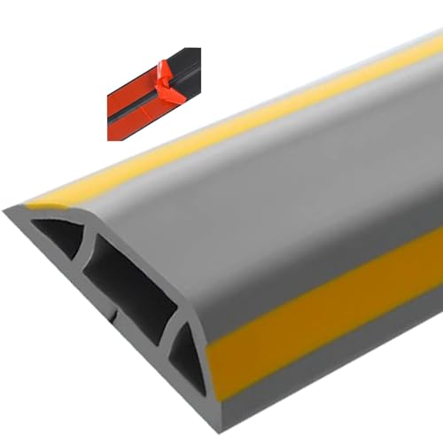 Canaleta para cables de PVC flexible autoadhesiva, protector de cables para pisos y paredes, forma semicircular, para ocultar cables de TV, computadora y alimentación (Gris, 1 m) miniatura 1