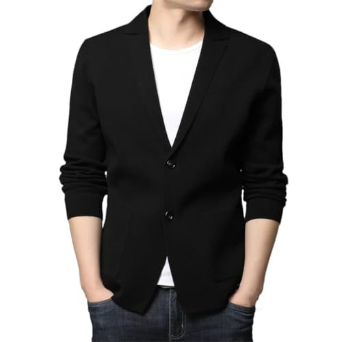 Mens Solid Casual Business Suit Knitted Jackets Solid Color Slim Single Breasted Cardigan