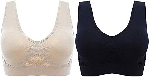 Fashiol Women's Synthetic Lightly Padded, Wire Free Sports Bra with Removable Pads (Black, 38) - Pack of 2