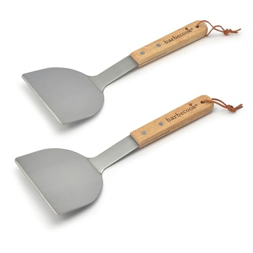 Barbecook Set de 2 spatules à plancha, ustensiles plancha pour barbecue plancha, 31x1x14 cm, Argent
