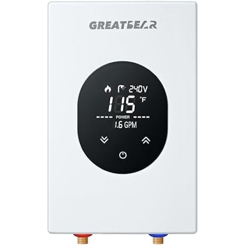 12KW Electric Tankless Water Heater 240V, Self Modulating White Unit
