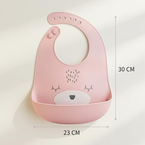 Image of SAFE-O-KID Premium Silicone Baby Bib - Lightweight, Foldable, Non-Toxic Bib with Spill-Proof, Adjustable, Soft, BPA Free Easy-to-Clean Feeding Bib for toddlers - Assorted