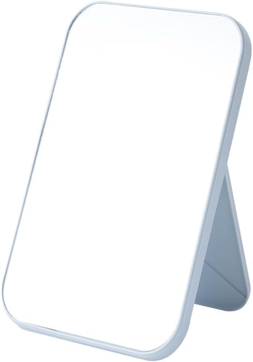 Leeonz Plastic Portable Makeup Mirror, Rectangular, Blue, Framed, 14.5 x 9.5 cm, Tabletop, Foldable, Lightweight