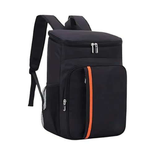 Mochila Térmica Premium, 23 Litros, Preta com Detalhe Laranja, Impermeável, Material Oxford, para Praia, Verão, Cerveja, Piquenique (Preto)