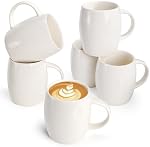 Foraineam Set of 6 Porcelain Mugs 15 Ounces White Coffee Mugs Set Ceramic Drinking Cups for Coffee, Tea, Juice, Cocoa