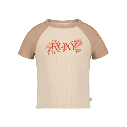 Image of Roxy Girls' Short Sleeve Snug Fit Ribbed Tee, Crew Neck Graphic T-Shirt, Soft & Comfortable