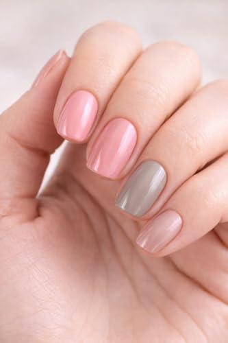 Image of Nail Paint Combo Pack of 2 | Quick Dry | Long Lasting | Glossy Finish (Pink Grey Combo)