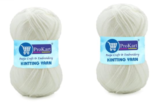Image of ProKart Premium 4 Ply Woolen Knitting Yarn, White (100g x 2 Pack). Soft Yarn for Knitting, Crochet and Crafts. Ideal for Sweaters, Scarves, Hats, Baby wear and DIY Projects.
