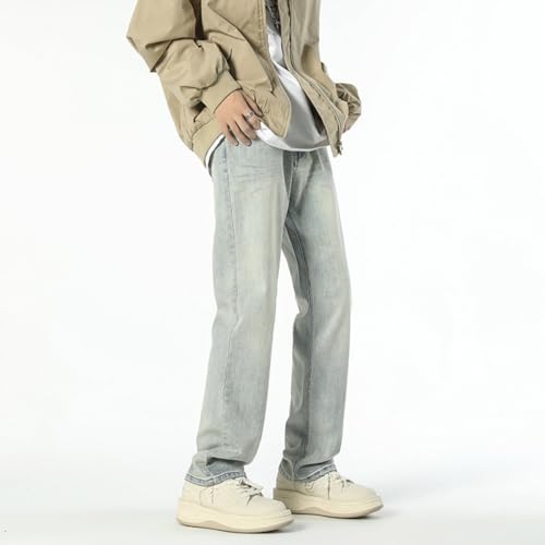 Jeans Pants Trouser Denim Spring and Autumn High Street Elastic Crepe Cat Beard Designer Men's Classic Versatile Long2