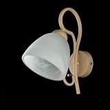  Applique Classico 1 Luce Ferro Avorio Decapé e Vetro Bianco Serie Antico