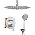 Gabrylly Shower System, Ceiling Shower Faucet Set with 12" Rain Shower head and Handheld Shower, Shower Combo Set with Valve, Brushed Nickel