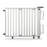 Montage pratique : la barrière d'escalier est rapidement installée. Un côté de la barrière est fixé au mur, l'autre au garde-corps à l'aide de pinces. Des pinces supplémentaires sont disponibles en option pour un montage des deux côtés sur les balustrades.