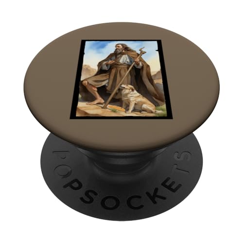 St Roch, Patron saint of dogs, Roche, lucky PopSockets Swappable PopGrip, Black