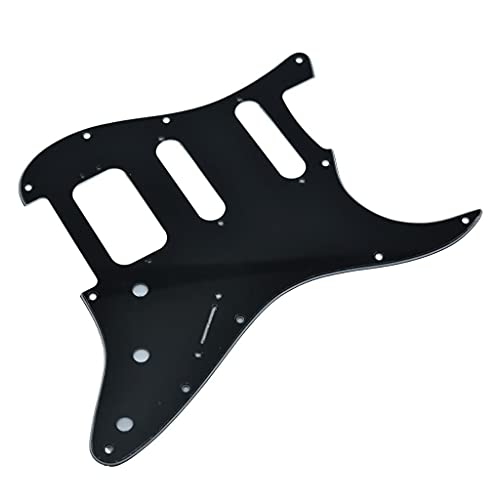 Image of Dopro 11-Hole Strat HSS Guitar Pickguard 3-Screw Humbucking Pickup Mount Fits American Fender Stratocaster Black 3 Ply