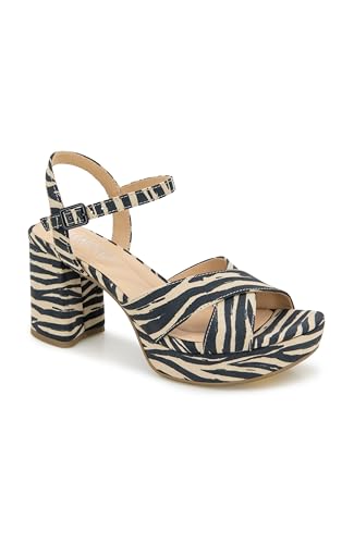 Kenneth Cole REACTION Women's Reeva Platform Heeled Sandal, Zebra Micro, 8