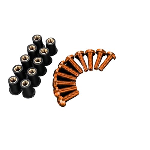 オートバイ ボルト キット Compatible With For ZX6R For ZX-6R For ZX7R 10 部分の M5 風防ガラスのボルト オートバイの洗濯機のナットねじ組合せ(Orange)