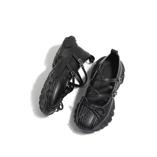 Ballet Sneakers for Women Round Toe Sneakerina Comfort Wear Bows Dad Shoes Mary Jane Chunky Platform Cute Y2K Retro Kawaii Elegant Dressy Fashion Trendy Tennis Trainers Back to School Summer Outdoors