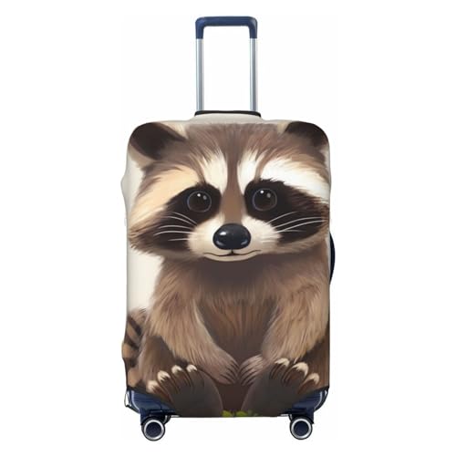 Housse de protection élastique pour valises taille L Motif raton laveur noir