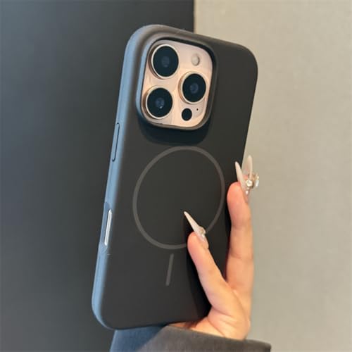 RNOZX For iPhone 17 Pro Max�p�t�̃V���R���P�[�X �}�O�l�b�g�����C�����X�[�d�Ή� �\�t�g���o�[�J�o�[�iFor iPhone 17 Pro Max�p/�u���b�N�j