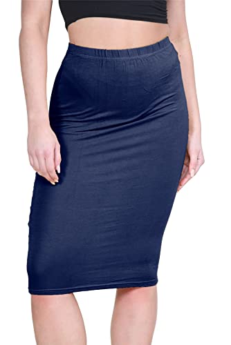 Janisramone Frauen Damen Plain Jersey Bodycon Tube Midi Midaxi Bleistift Wiggle Sommer Lange Maxi Rock