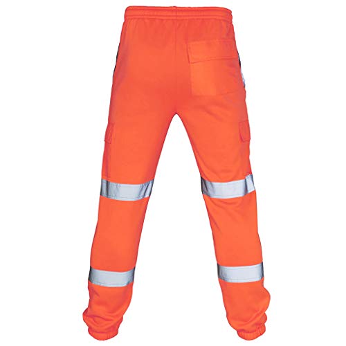Herren-Arbeitshosen Softshell Männer Hohe Sichtbarkeit Reflektierend Combat Cargo Wasserdicht Regenfest Abweisend Winddicht Sicherheits-Arbeitsplatz-Arbeitskleidung Bauarbeiter-Hosen, Orange, XL