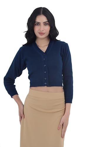 Image of Women Winter Wear V-Neck Full Sleeves Regular Fit Woollen Blouse