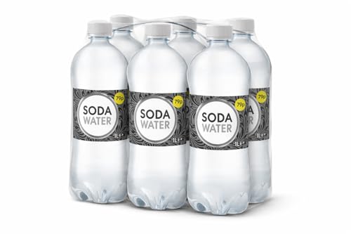Soda Water Carbonated Water with Sodium Bicarbonate Crisp Refreshing Mixer 1 Litre 6 Pack