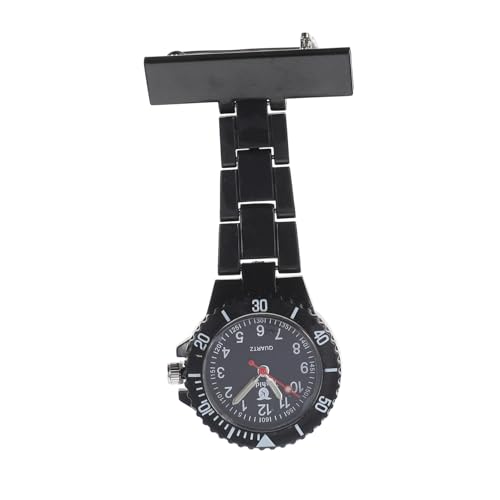 FOMIYES 1個 ナーステーブル 女性 看護師 ウルトラ ナースフォブウォッチ ナースクリップオンウォッチ 看護懐中時計 ハンギングナースウォッチ Black シリカゲル